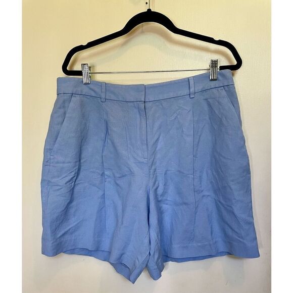 Ann Taylor Loft light blue linen blend high rise shorts Size 10 NWT - Picture 1 of 9